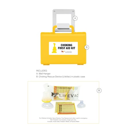 Complete Plastic Choking First Aid Kit with LifeVac Choking Rescue Device  wall hanger included -  AEK, EN10014